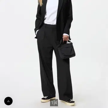 유니클로 턱 와이드 팬츠 블랙