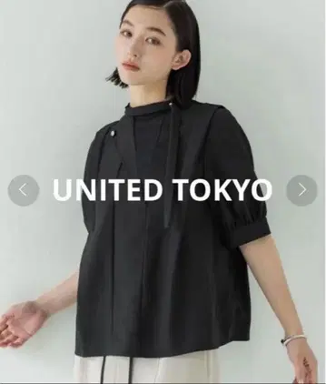 UNITED TOKYO 카스케이드 바이컬러 블라우스