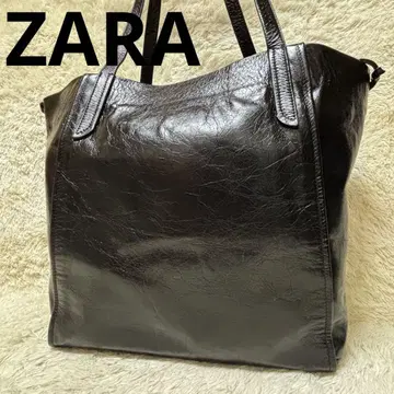 새상품급 ZARA 토트백 올 가죽 블랙 숄더 A4 대용량
