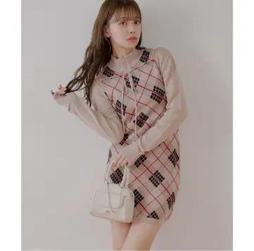 새상품 Chico 치코 볼레로 세트 체크 아메스리 미니 원피스