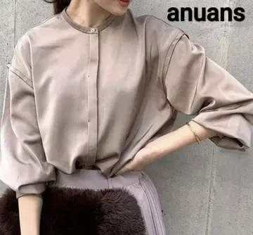 anuans 아뉴앙스 새틴 밴드 카라 블라우스
