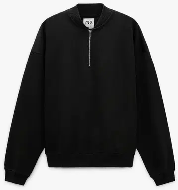 ZARA 빅 실루엣 크롭 맨투맨 42 L 남성용 블랙