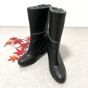히미코 프론트 메탈 지퍼 2WAY 부츠 숏부츠 블랙