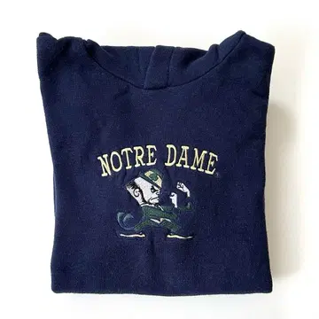 VINTAGE NOTREDAME 자수 로고 후드티 네이비 미국제