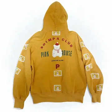 핑크하우스 올 패턴 자수 와펜 포켓 후드티 PINK HOUSE