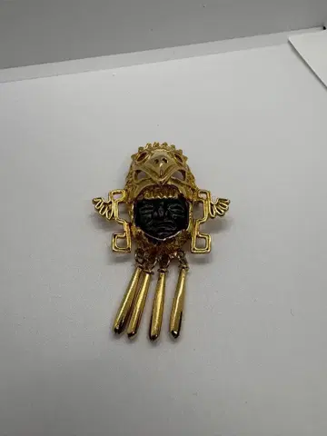 멕시코 아즈텍신 브로치 22k 도금