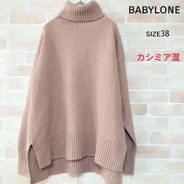 [새상품급] BABYLONE 캐시미어 혼방 터틀넥 니트 살몬 핑크