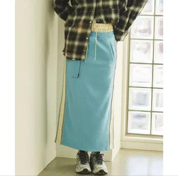 Double Waist Side Line Jersey Skirt 블루