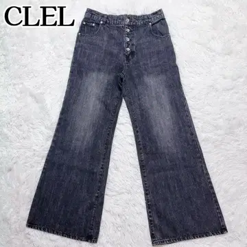 CLEL 클레일 단종 플레어 데님 L 블랙 버튼 플라이 부츠컷