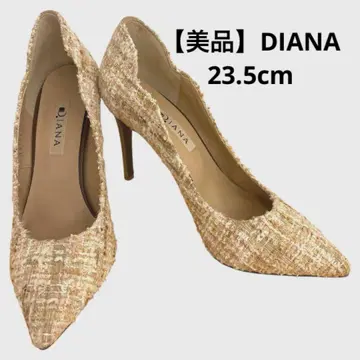 새상품급 DIANA 핑크 베이지 트위드 하이힐 스틸레토 23.5cm