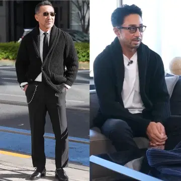 48 블랙 맥 조지 숄카라 니트 가디건 캐시미어 호시바