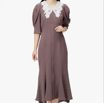 SNIDEL 자수 칼라 머메이드 원피스 보르도
