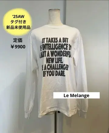 25AW 새상품 Le Melange 영문 롱티 WHT x BLK