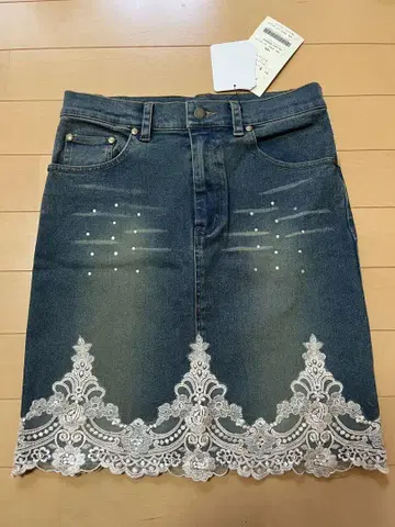 택 포함 새상품 데님 레이스 스커트 큐빅 스커트