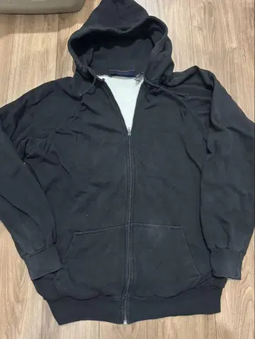 90s 써멀 지퍼 후드티 콜맨 블랙 XL 페이드