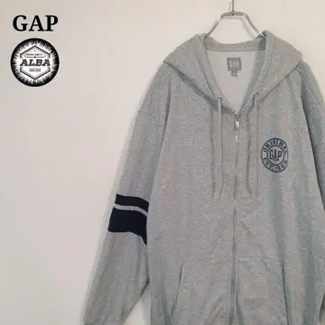 GAP 갭 후드티 은색 택 집업 서클 로고 그레이 XL