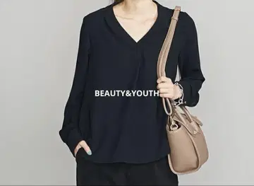 BEAUTY&YOUTH 조젯 스키퍼넥 9부 소매 블라우스