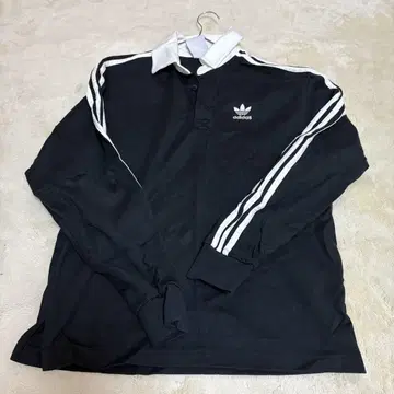 adidas 블랙 긴팔 피케 셔츠 라거 셔츠 S