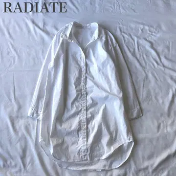라디에이트 새상품급 시어 미디 기장 백 턱 긴팔 셔츠 블라우스 카라 부착