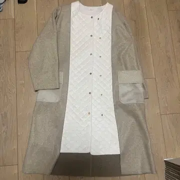 베이지 롱 코트 울 혼방