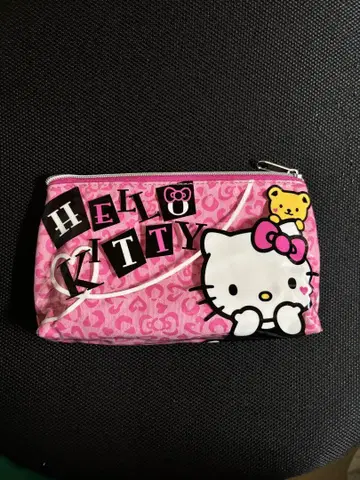 헬로키티 키티 펜 케이스 파우치 레오파드 무늬 핑크