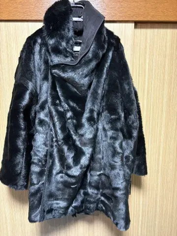 sousou 인조 모피 두건 외투 누비색