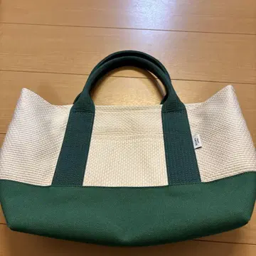 BEAMS 아이보리/그린 토트백