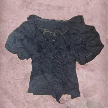 빈티지 퍼프 슬리브 레이스 블라우스 블랙 페어리 그런지