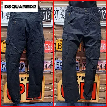 레어 Dsquared2 스트레치 로고 플레이트 롤업 카고 팬츠