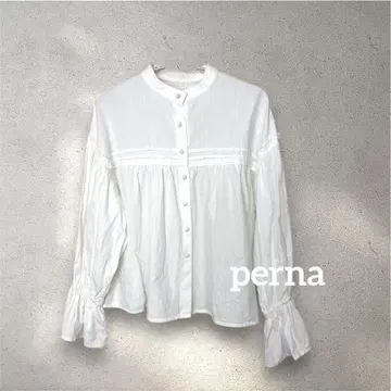 perna 페르나 싸개 단추 프릴 블라우스 소매 볼륨 프리 사이즈