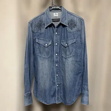 레어 랭글러 W1927 Wrangler 스터드 데님 셔츠 M