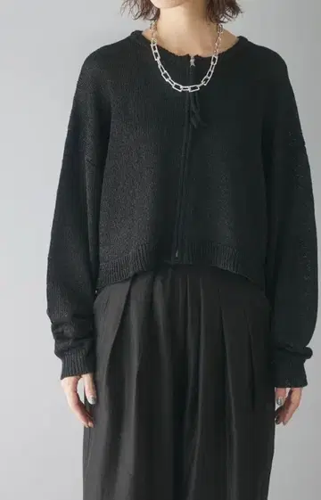 ESICA 라메 지퍼 가디건 라메 가디건 블랙