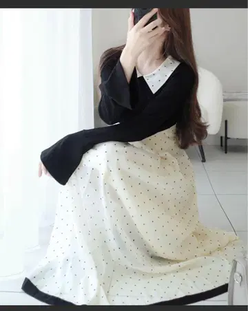 [ mily bilet ] 플레어 소매 도킹 원피스 (롱 기장)