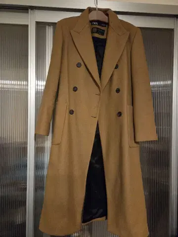 ZARA Manteco 베이지 더블 브레스트 롱 코트