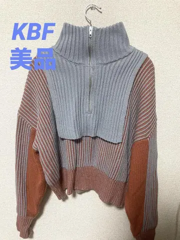 KBF 하프 지퍼 니트 그레이 x 오렌지