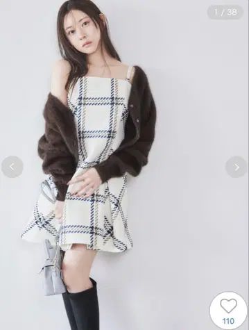 SNIDEL 로빙 체크 미니 원피스