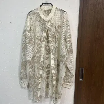 아메리 AMERI 메쉬 긴팔 셔츠 크림색 베이지