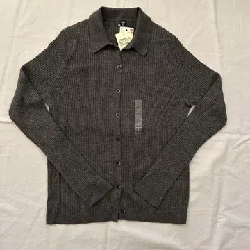유니클로 메리노 리브 폴로 가디건 GRAY XL