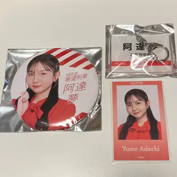 NGT48 아다치 유메 캔뱃지 & 키링 & 폴라로이드풍 트레이딩 카드
