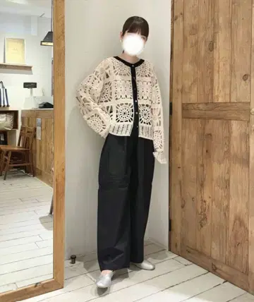 [ 미사용 새상품 ] 퓨어세신 크로셰 뜨개질풍 미배색 가디건