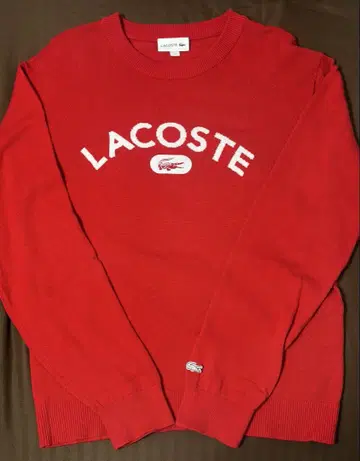 라코스테 빨간색 니트 스웨터 악어 로고 자수 가을/겨울 남성용 여성용