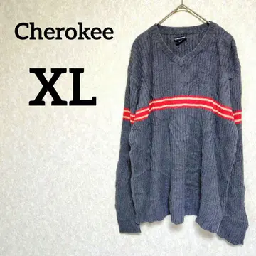 레어 Cherokee [ XL ] UK제 90s 빈티지 V넥 리브 니트