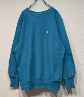 90s USA제 챔피온 리버스 위브 맨투맨 터콰이즈 블루