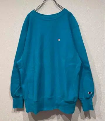 90s USA제 챔피온 리버스 위브 맨투맨 터콰이즈 블루