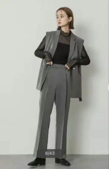 스트레이트 팬츠 베스트 셋업 그레이