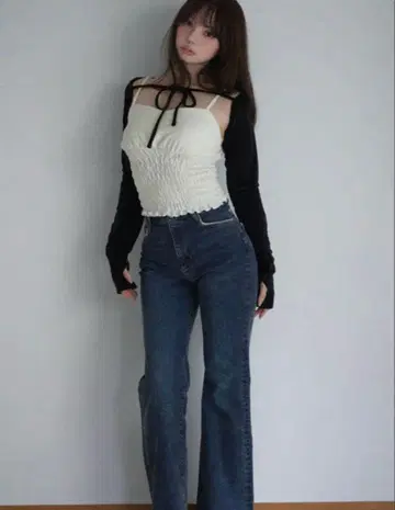 andmary 하트 스티치 데님 네이비 블루 S