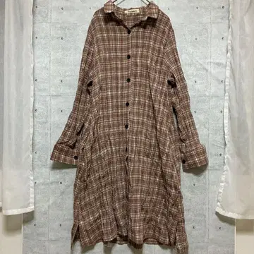 miumann H 미우만 에이치 브라운 계열 체크 셔츠 원피스 M