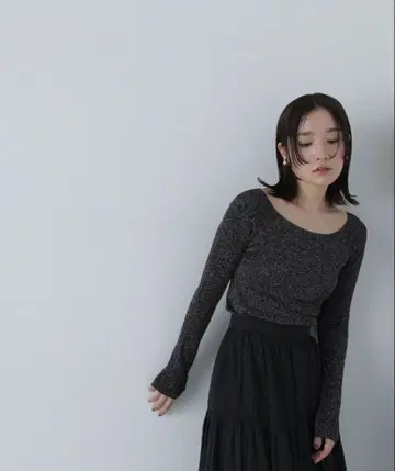 [새상품급] 내추럴 뷰티 베이직*라메 리브 보트넥 니트
