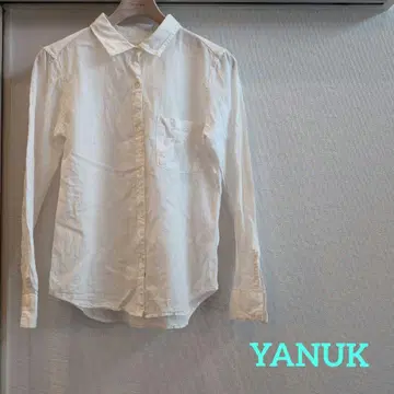 YANUK 야누크 화이트 셔츠 면 린넨 주름 가공