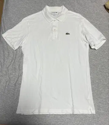 LACOSTE 슬림핏 피케 셔츠 화이트